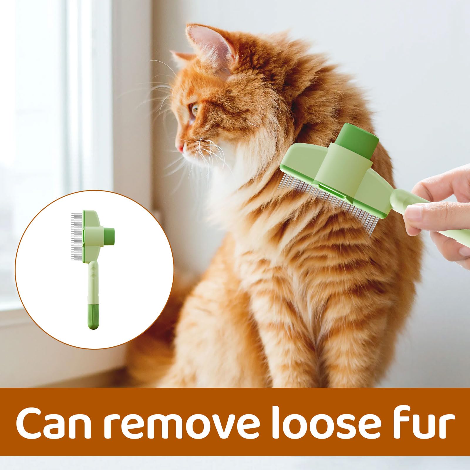 Flea Comb for Dogs Dog Fleas Comb 2pcs Fleas Combs for Cats Pet Brush with Hair Removal Button Cat Fur Brush(Orange + Green) - Image 4