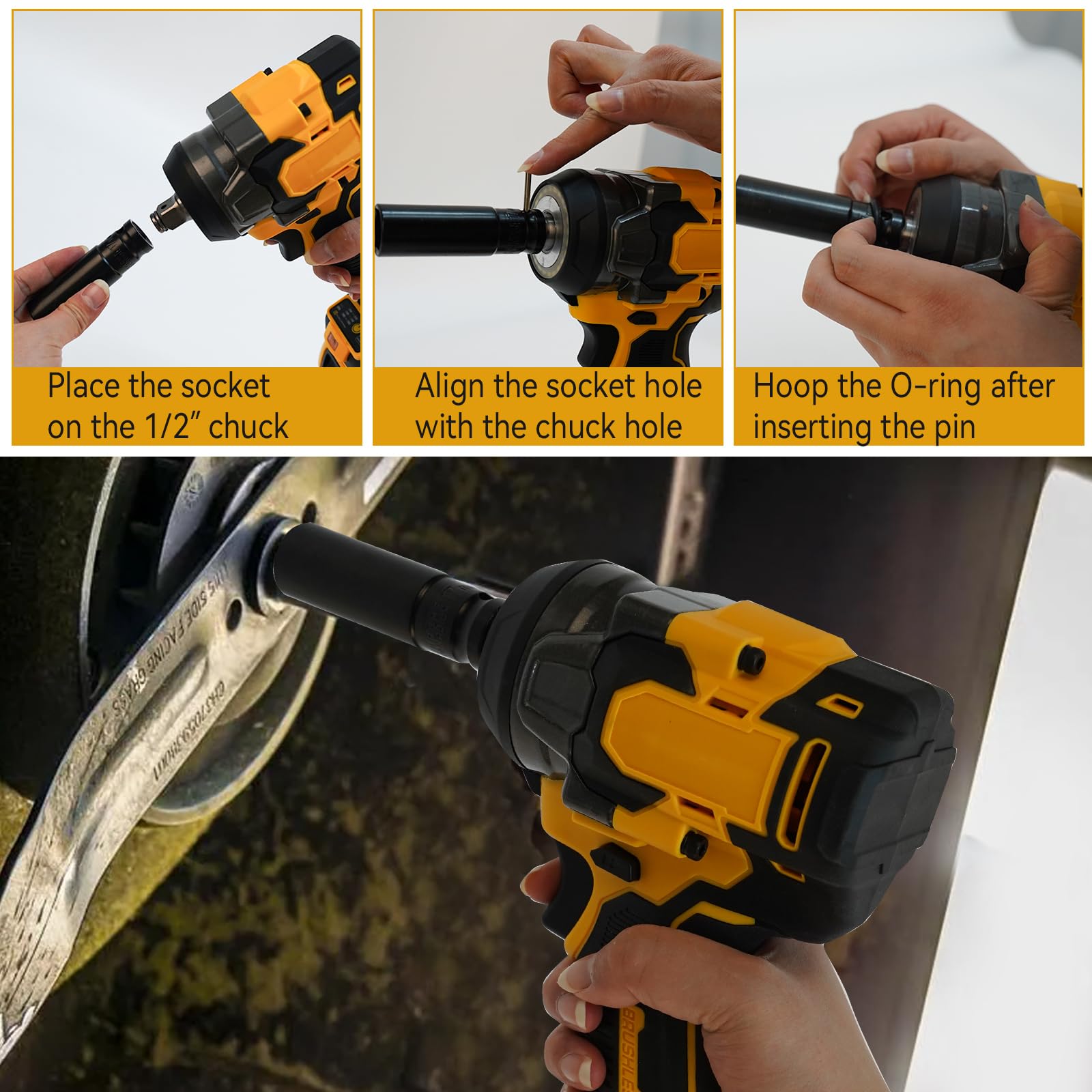 Bezprzewodowy klucz udarowy do akumulatora Dewalt 18 V 20 V Max, 700 Nm 1/5.1 cm bezszczotkowy pistolet udarowy, elektryczny sterownik udarowy, regulacja 3 prędkości z 6 gniazdami do mebli