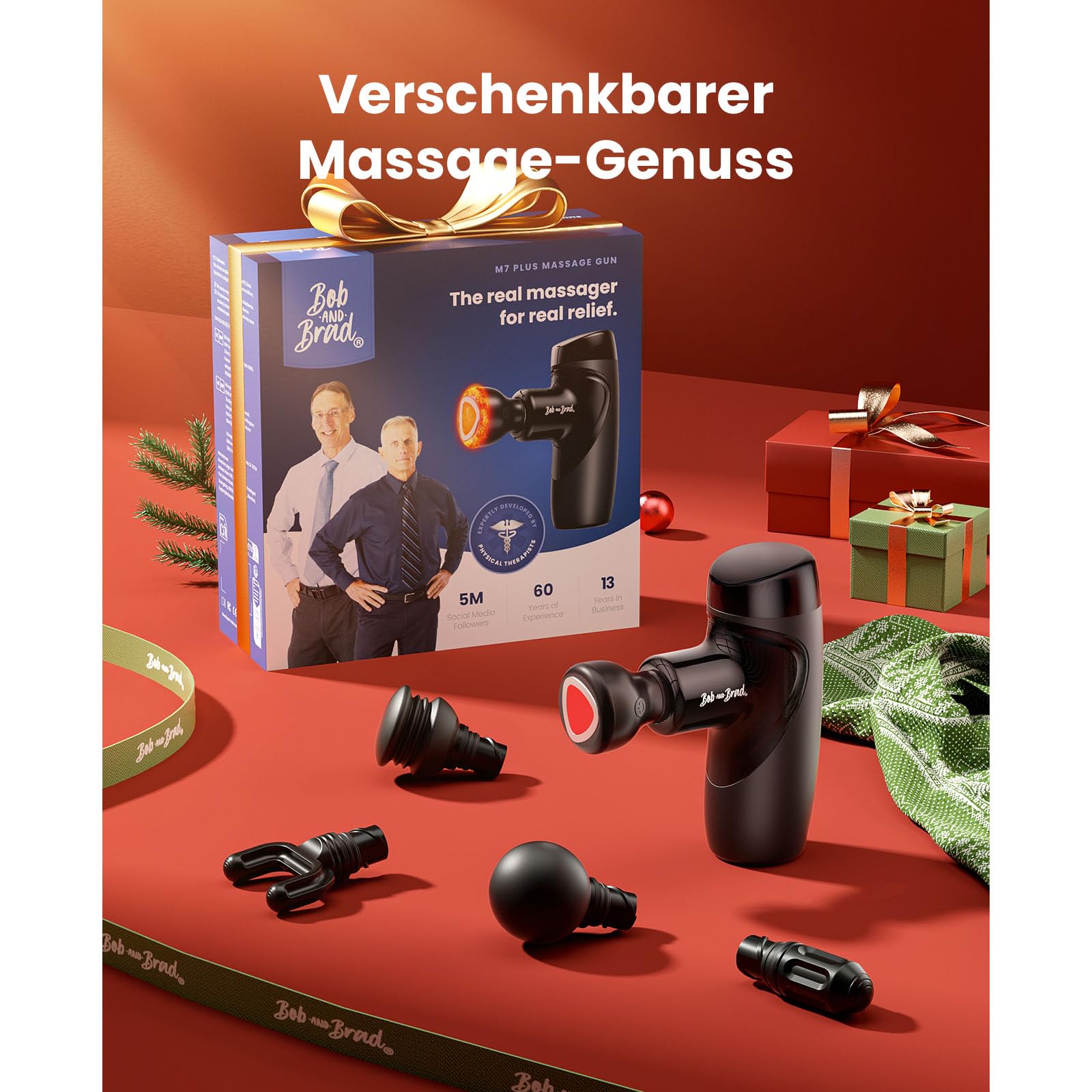 Mini Massagepistole mit Wärmefunktion, Bob and Brad M7 Plus Massage Pistole mit 9 mm Amplitude, 0,4kg Leise Massage Gun Massagegerät für Sporterholung & Muskelschmerzlinderung, Geschenk