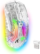 Wireless Gaming Mouse PC Transparent Shell Computer Mice with Dual mode BT5.0/2.4G,PixArt Chip 3D RGB Lighting,Ergonomic 7 Buttons,Rechargeable Mute Mouse for PC Laptop Tablet PS4 PS5 Xbox one