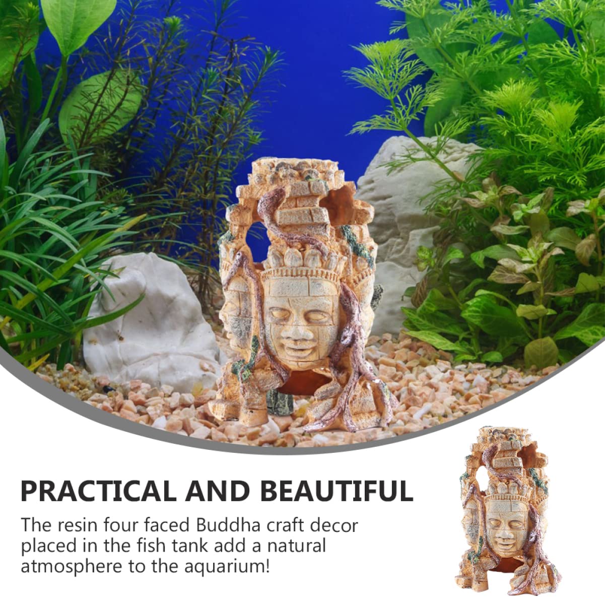 Toyvian 1 Decorazionper con Buddha Faccie Accessorio per e Rettili e Vivid e Sicuro per Acquatici