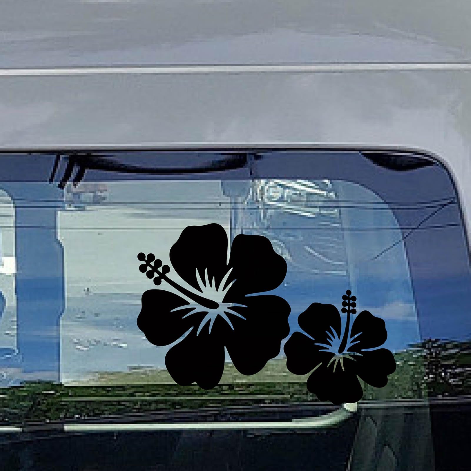 HIBISCUS FLEURS 10 X 10 CM Jdm Sticker Voiture Blanc Autocollant Pour Vitres EUR 6,29 - FR