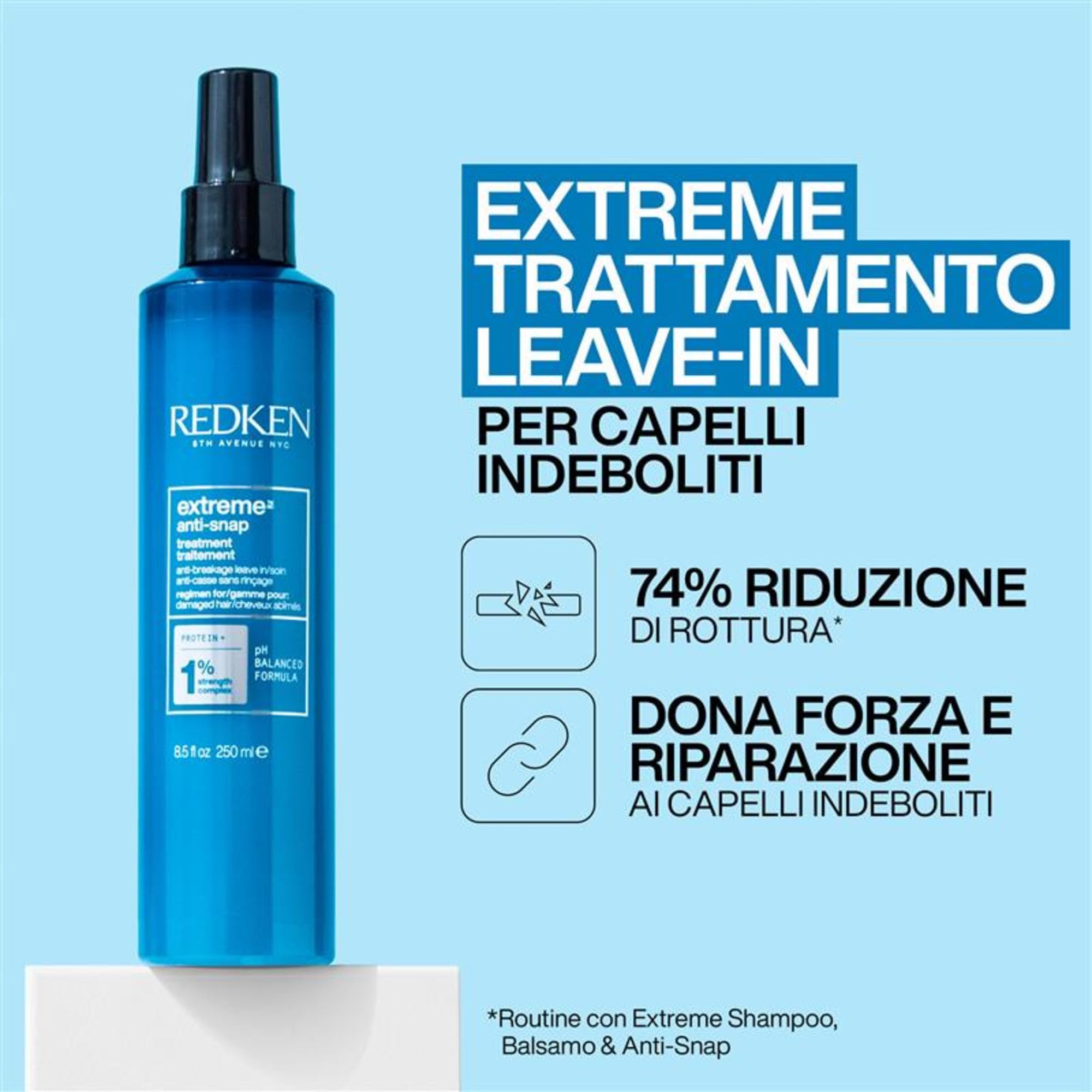 Redken, Cofanetto Regalo, Shampoo + Conditioner + Trattamento, Per Tutti i Tipi di Capelli Indeboliti, Forza della Fibra Ripristinata, Extreme, 300 ml + 300 ml + 250 ml