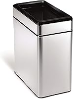 simplehuman 10L Slim Profile Open Trash Can - Brushed Stainless Steel for Bathroom, Bedroom, Office