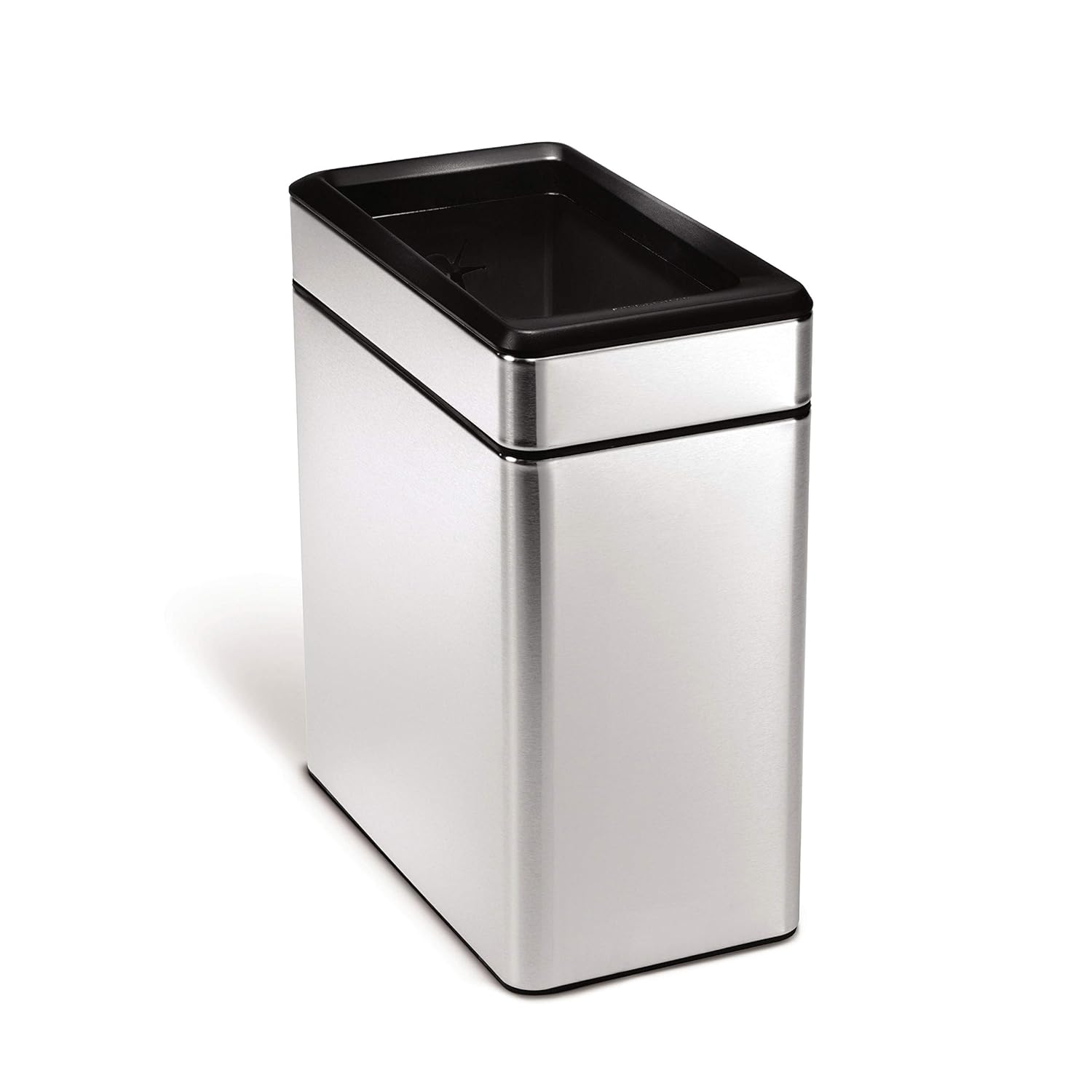 simplehuman 10 Liter 2 6 Gallon Profile Open Trash Can Slim Trash Can for Bedroom Bathroom Office Brushed