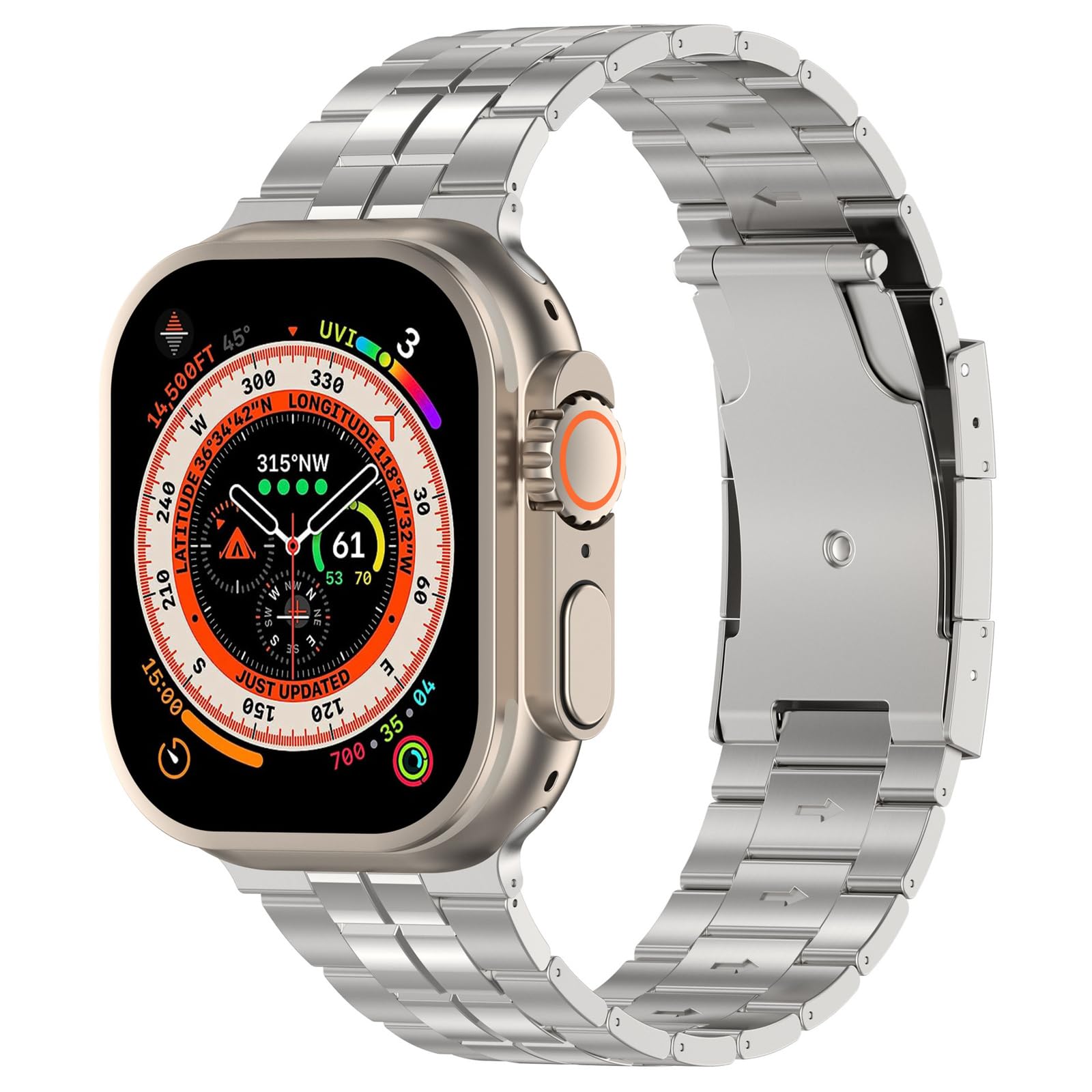 Pasek do zegarka Apple Watch 49 mm, 45 mm, 44 mm, 42 mm, 41 mm, 40 mm, 38 mm, biznesowy damski i męski, tytanowy metalowy pasek do zegarka iWatch serii 9, 8, 7, 6, 5, 4, 3, 2, 1, SE, Ultra 1,