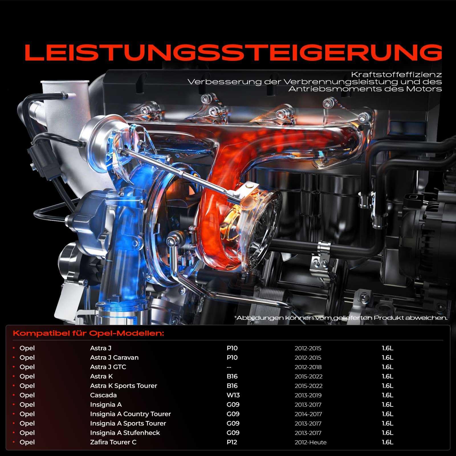 Frankberg Turbocompresor de escape de gases con juntas gasolina 55571798 | Compatible con: Insignia A Saloon G09, Cascada W13, Astra J P10, Insignia A Country Tourer G09, Astra K B16, Astra J GTC