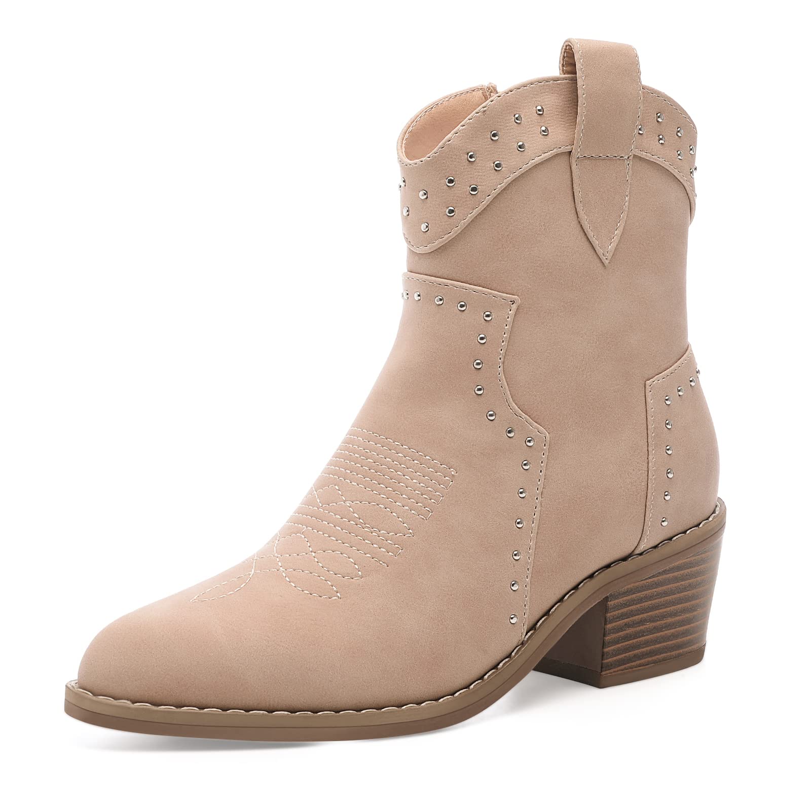 Women's Floral Print Stylish Boots, Side Zipper Casual Chunky Heel Western Cowboy Boots, Point Toe Vacation Slim Boots