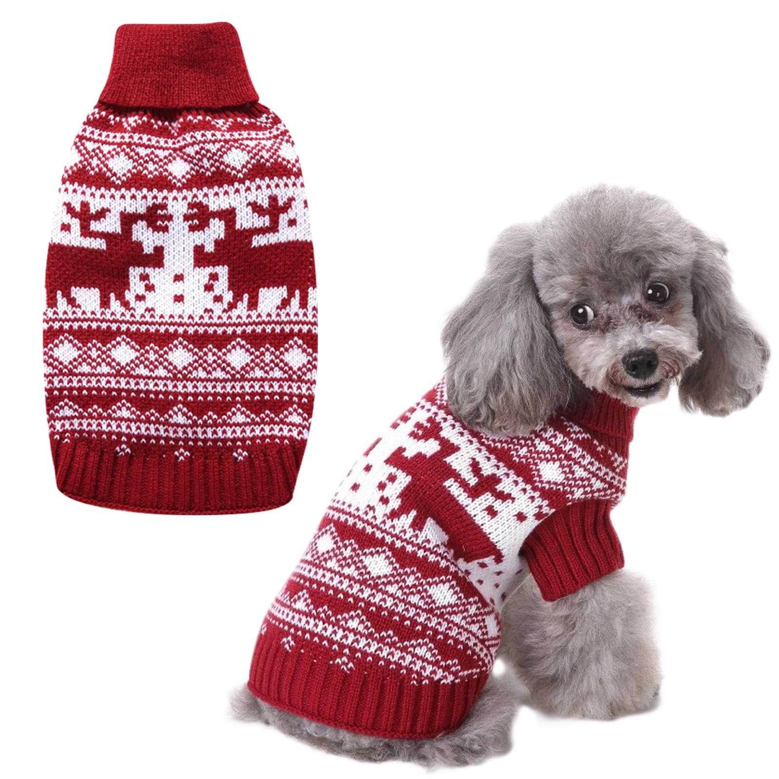 MLPKOI Christmas Dog Jumpers, Soft Thickening Dog Cat Sweater Coat Dogs Knit Winter Clothes Outfit for Small Medium Large Dogs Costume