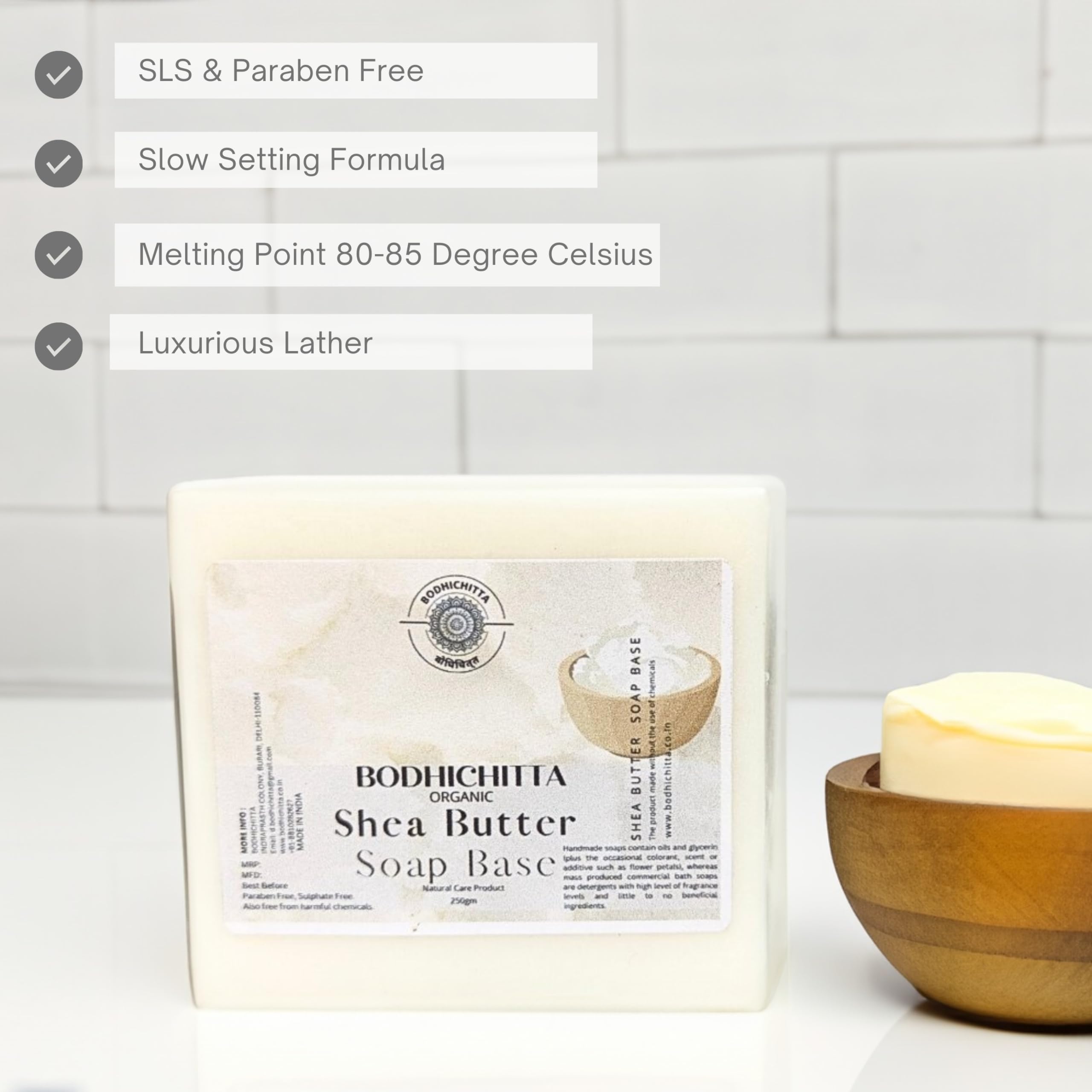 Bodhichitta Ultra Clear Transparent Glycerin Soap Base & Shea Butter Soap Base |100% Pure Organic & Natural | Paraben, SLS, Chemical Free | Melt & Pour Base Pack of 2 (250g each) 2