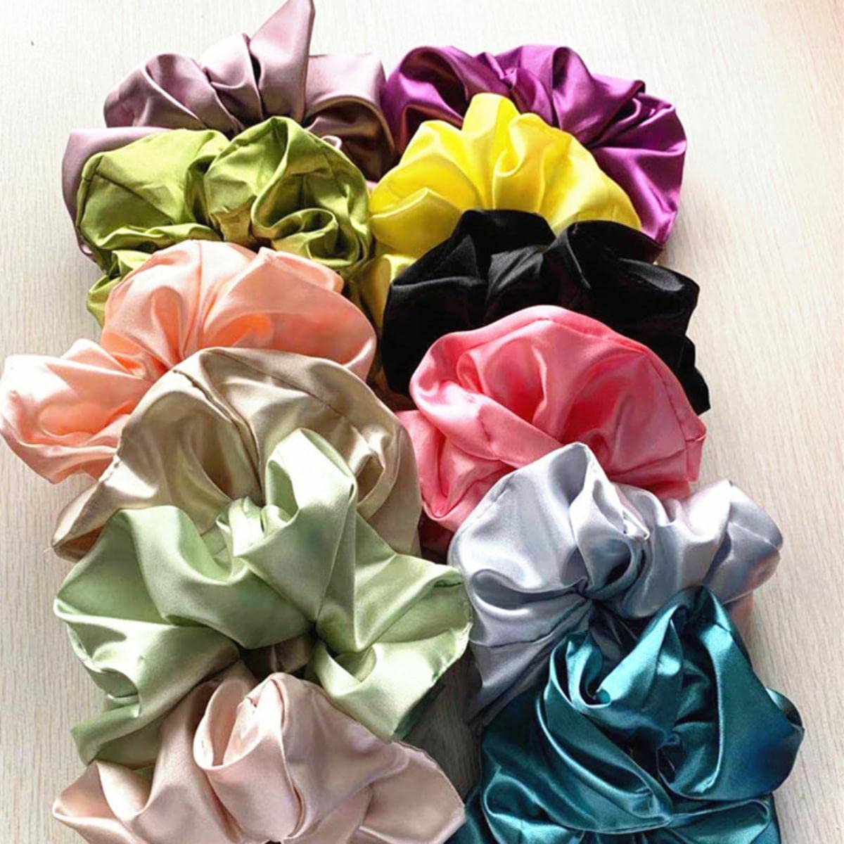 ACiyD Coleteros de Gran tamaño, Gomas Grandes para el Pelo, Bandas elásticas para el Pelo, Soporte para Cola de Caballo, coletero de satén Liso, Accesorios para el Cabello para Mujer-B9 (C7)