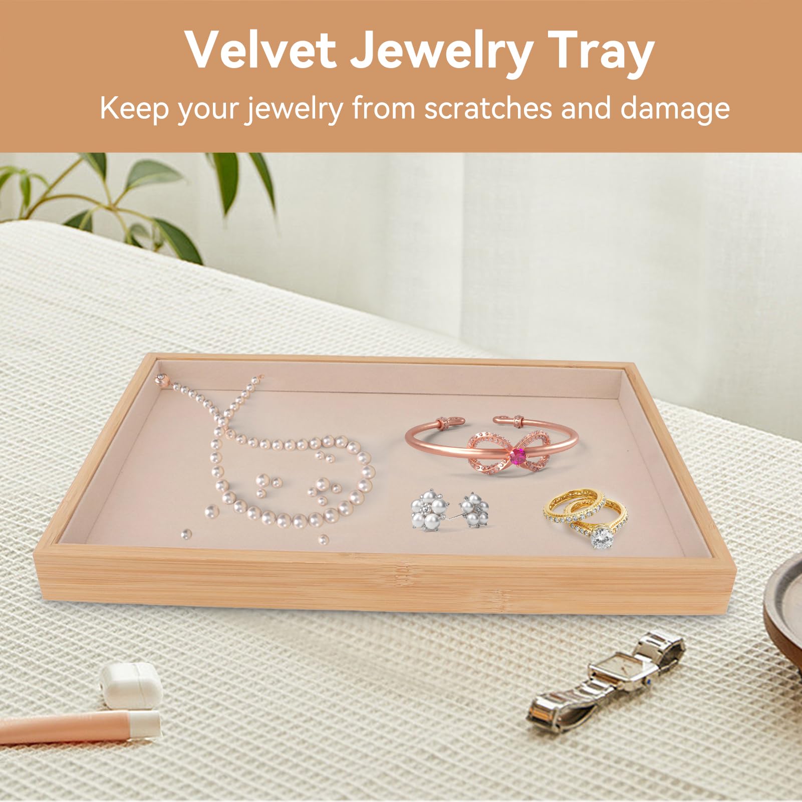 Plateau à Bijoux Empilable En Velours Gris - Organisateur Tiroir Et Vitrine