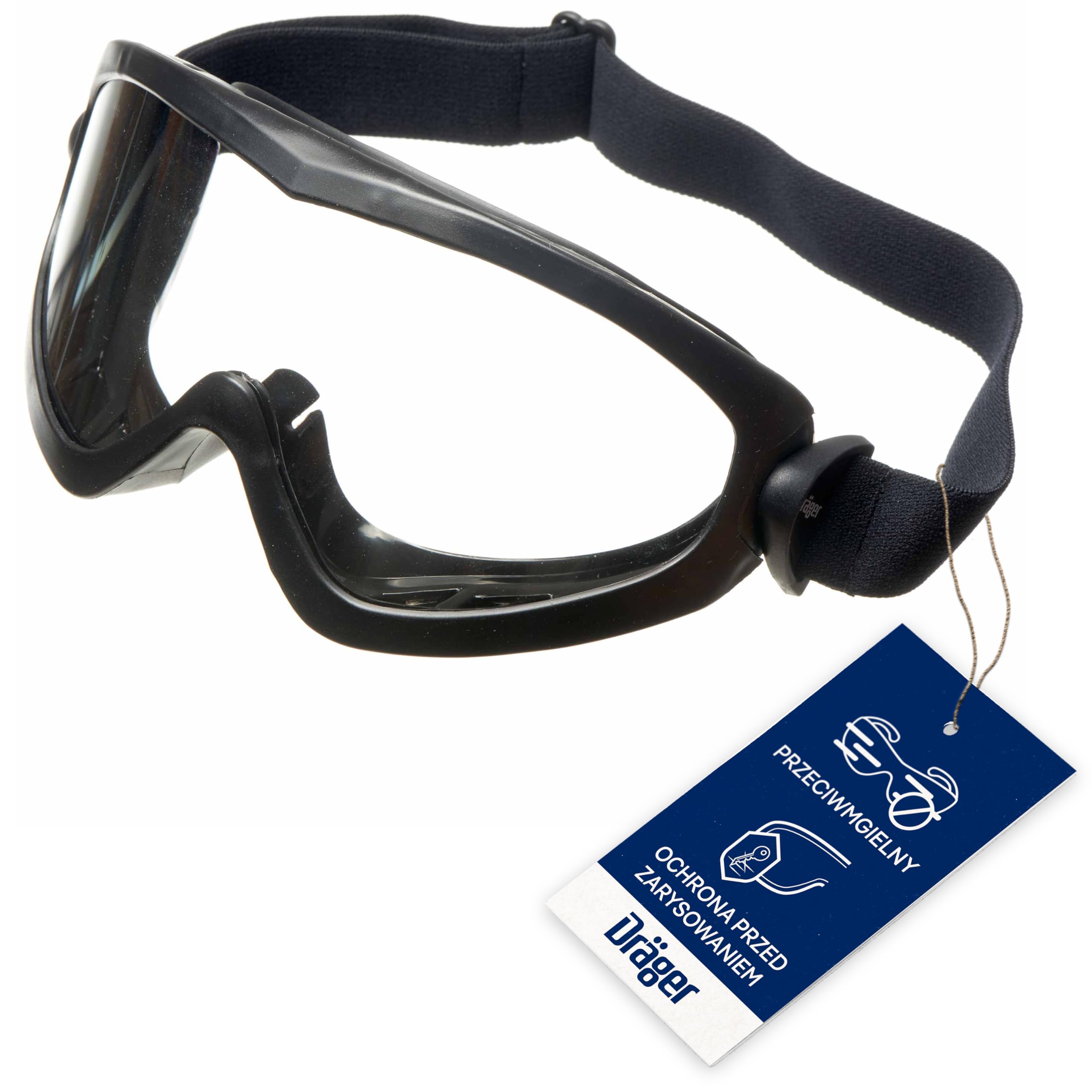 Dräger X-pect 4200 okulary ochronne, okulary pełnoekranowe, do prac laboratoryjnych, warsztatowych, odpornych na zarysowania i pęknięć soczewek poliwęglanowych, czarne