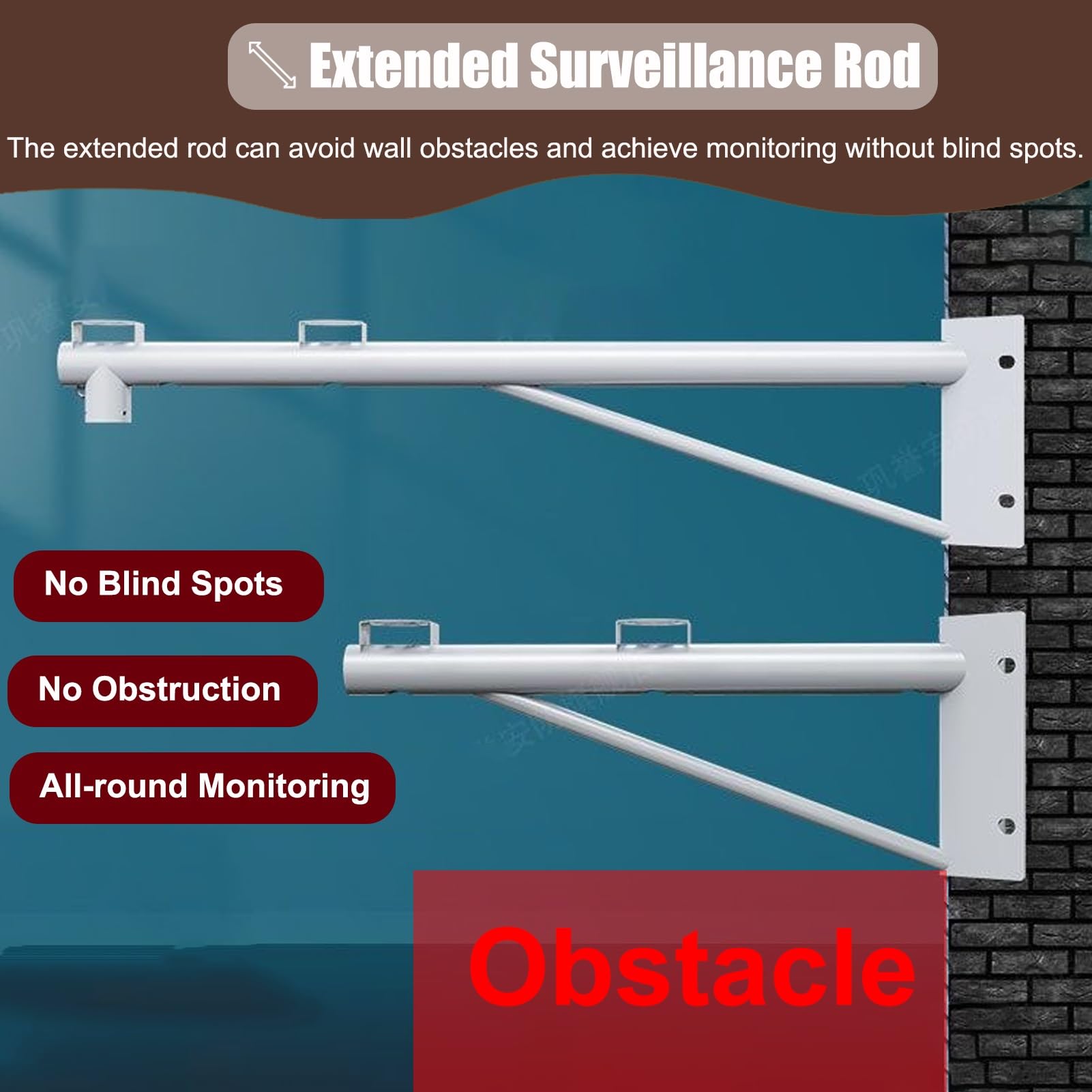 Poste de vigilancia para cámara, Soporte de Pared Extensible para cámara de Seguridad Exterior - Soporte Universal Ajustable de 1,2 m, 1,5 m y 2 m para cámaras de vigilancia - Diseño telescó