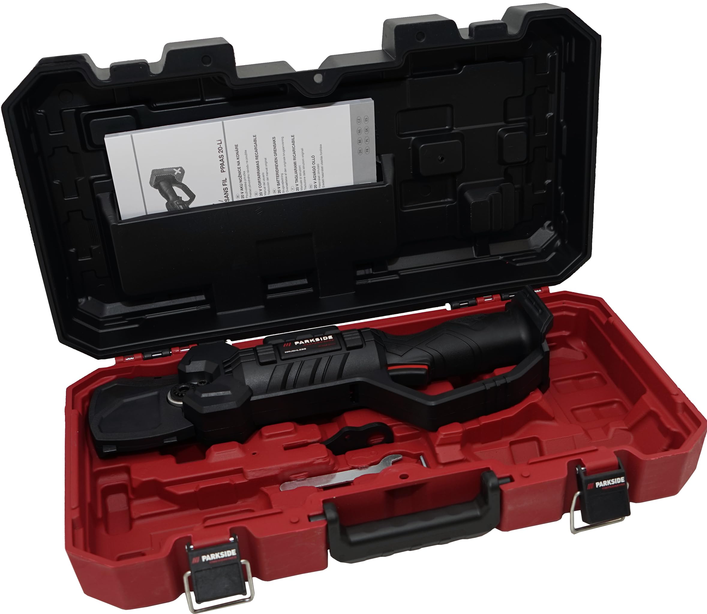 Offerta HEADNMORE per PARKSIDE PERFORMANCE® Forbice da potatura a batteria PPAAS 20-Li – 20 V X 20 V Team, motore brushless, incl. portachiavi HEADNMORE & matita da carpentiere