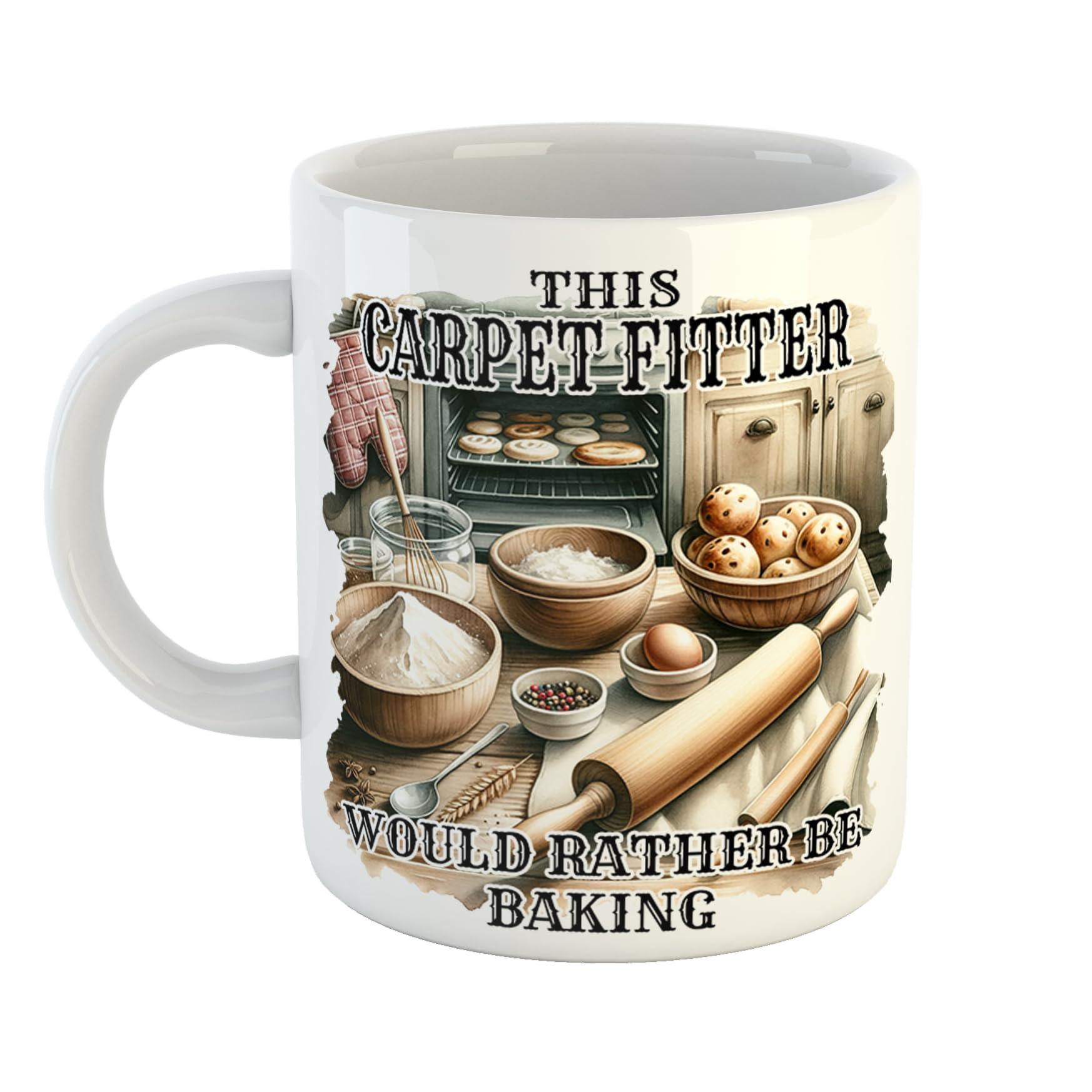 Just The Shirt This Carpet Fitter Would Rather Be Baking Mug Gift for Office or Home, 11 oz Ceramic Mug, Secret Santa
