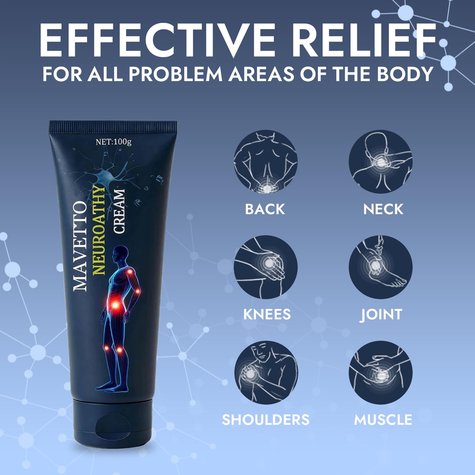 Mavetto Neuropathy Relief Cream, Fast-Absorbing Soothing Cream with Capsaicin, Arnica, Menthol, MSM & Glucosamine for Feet, Hands, Legs, Muscles, Joints and Back (2pcs) — view 3