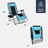 Vista 3 de Best Choice Products Silla acolchada de gravedad cero de gran tamaño, reclinable plegable para patio al aire libre, tumbona antigravedad XL