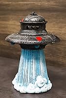 Vista 6 de Ebros Gift Platillo volador nave espacial OVNI Invader Alien Craft despegando reflujo incienso quemador de cono de soporte estatuilla extraterrestre