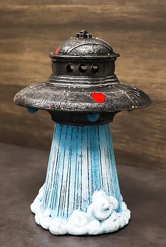 Miniatura 8 de Ebros Gift Platillo volador nave espacial OVNI Invader Alien Craft despegando reflujo incienso quemador de cono de soporte estatuilla extraterrestre