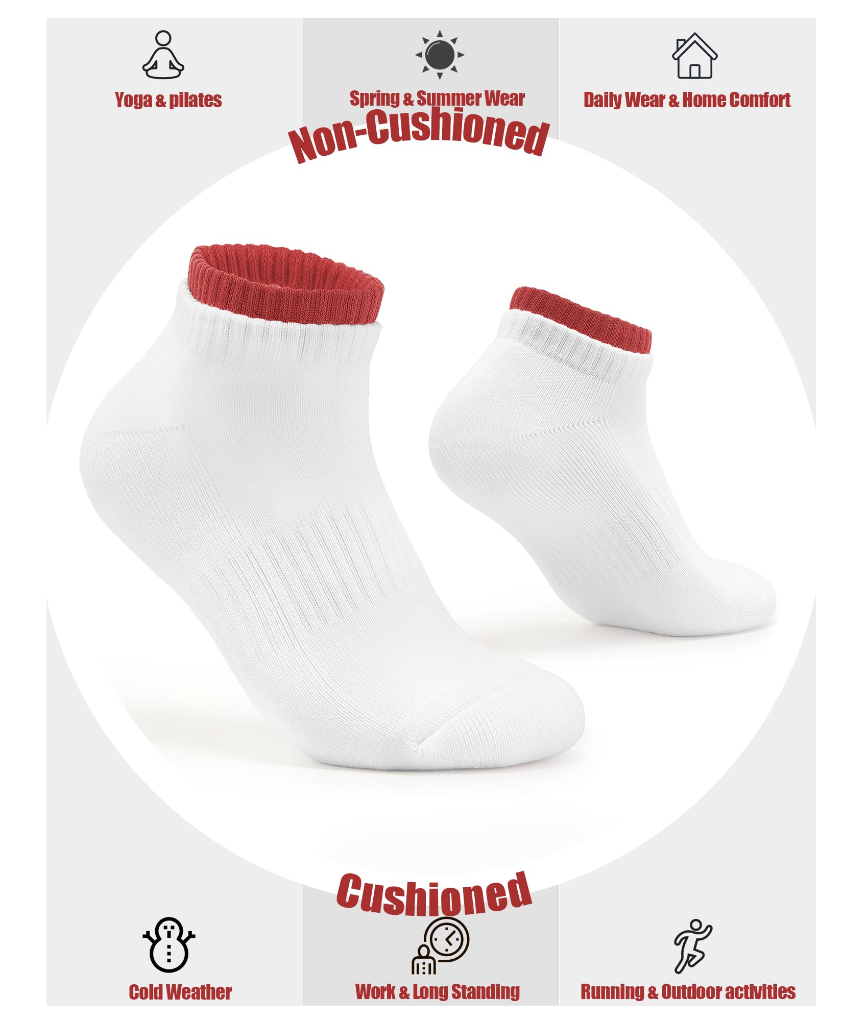AugRing Calcetines de tobillo para mujer, atléticos, para correr, no se ven, de corte bajo, para hombres y mujeres, talla 5-11