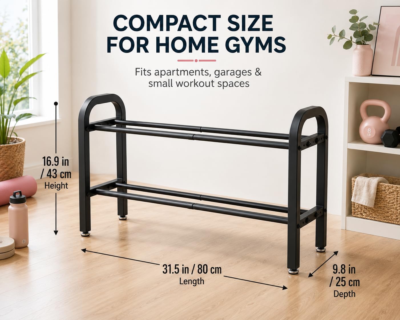 2-Tier Dumbbell Rack with Spare Screws, 300 lb Weight Rack image 5