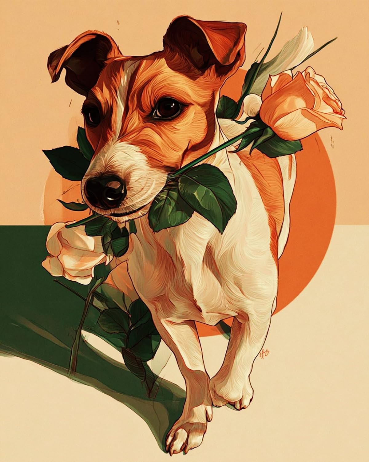 LIUBAISHI Paint by Numbers for Adults – 16"x20" | DIY Wall Art Decor Kit, Relaxing Hobby Set, Complete Painting Kit with Acrylic Paints and Brushes-The Puppy Carrying a Rose (2)