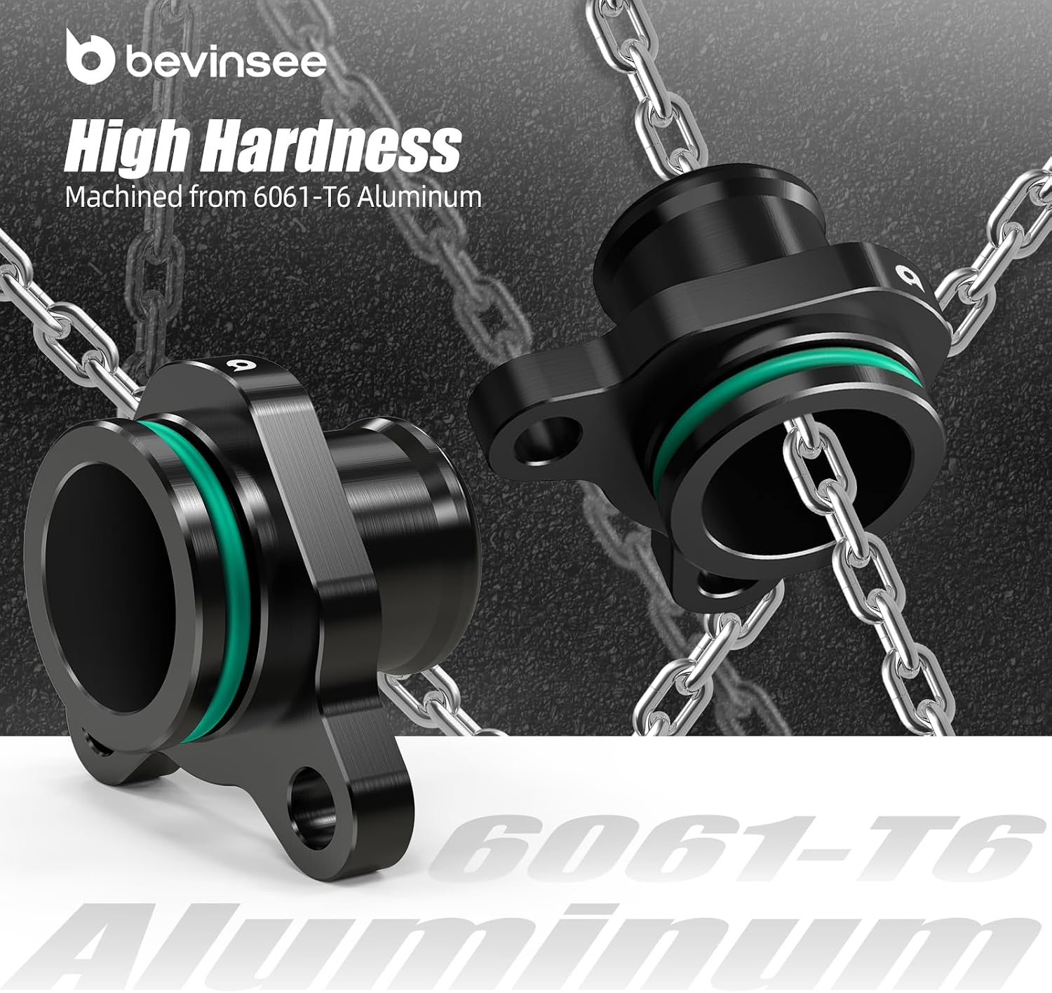 Bevinsee Aluminum Water Hose Fitting Coolant Port Fitting w/O-ring Compatible with BMW N52 N54 N55 Engine E90 E91 E92 E93 335i 335xi 135i 325i 330i 525i 525xi 528i 528xi 530i 530xi, 11537541992, Black