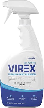 VIREX Diversey CBD540533 All Purpose Disinfectant Cleaner, Multi Surface Cleaning for Home and Commercial Use, Spray Bottle, Ready to Use Formula, Lemon Scent, 32 Ounce
