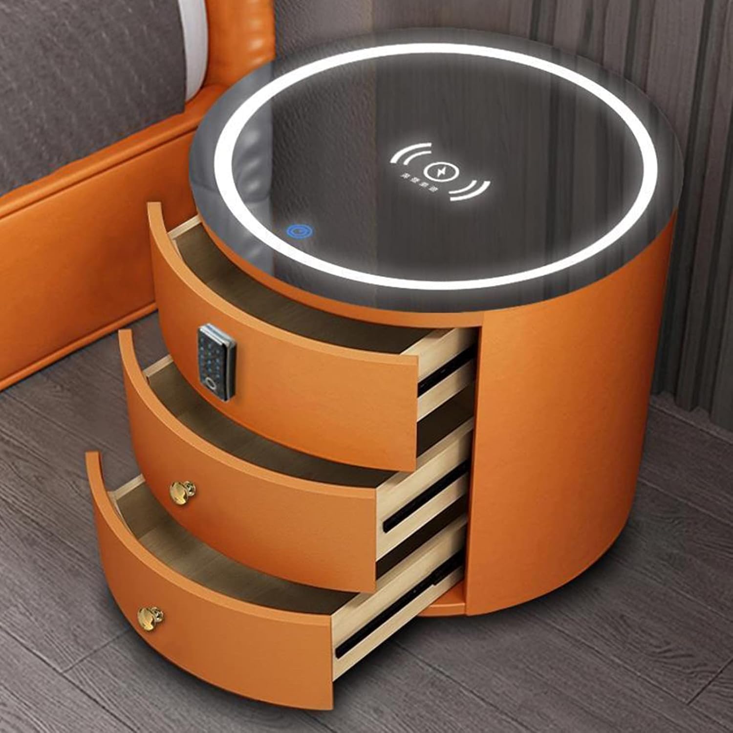 Nightstand Round Smart Nightstand Wireless Charging