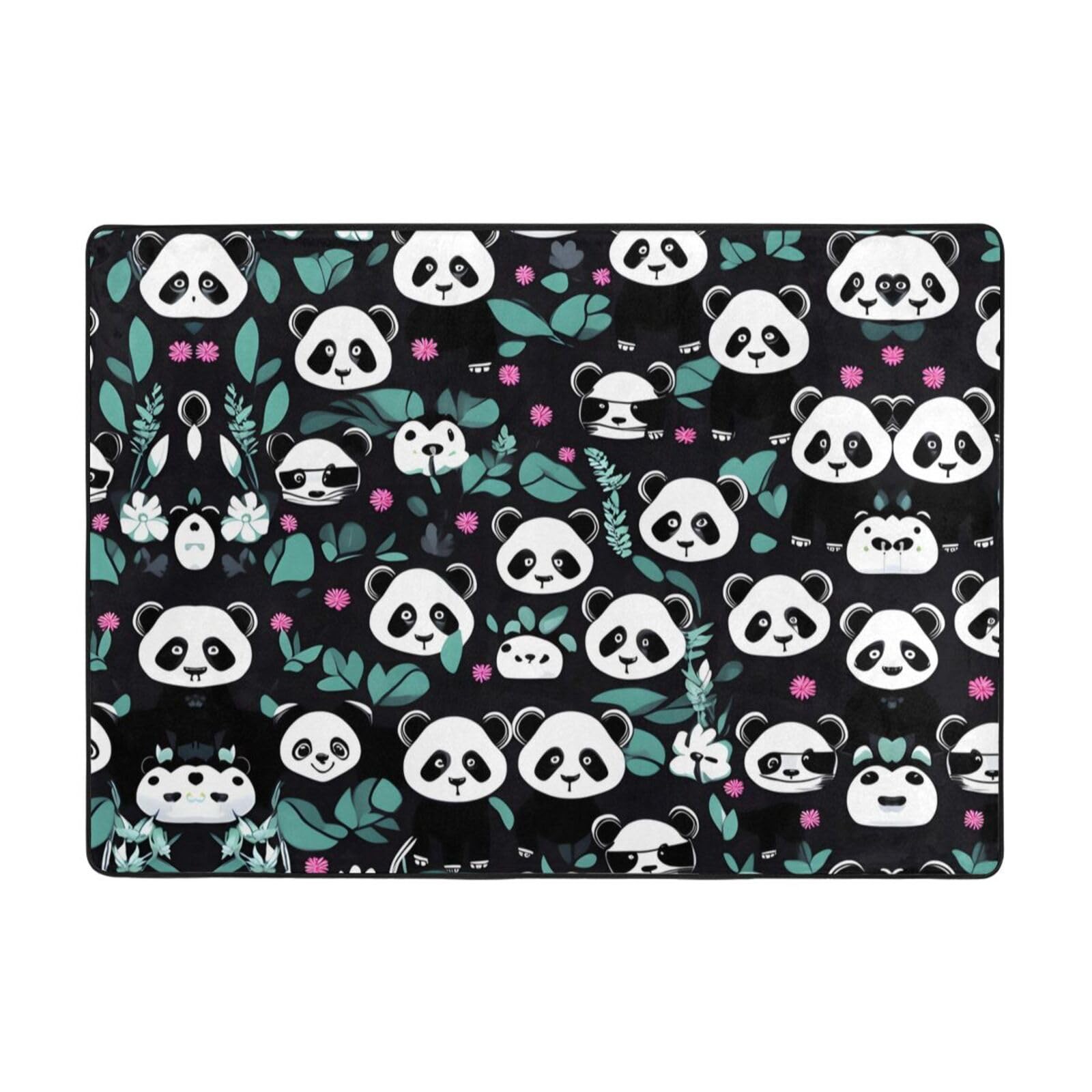 Tapis panda en flanelle 203x147 cm résistant aux taches pour décoration de chambre