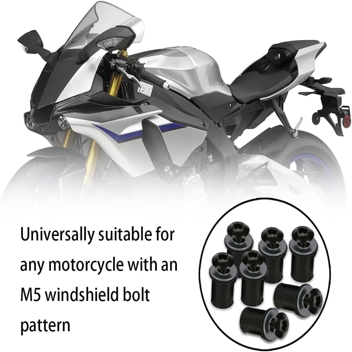 Viti Parabrezza Moto Universali | 10 Pezzi In Alluminio | Con Chiave | Colore Blu