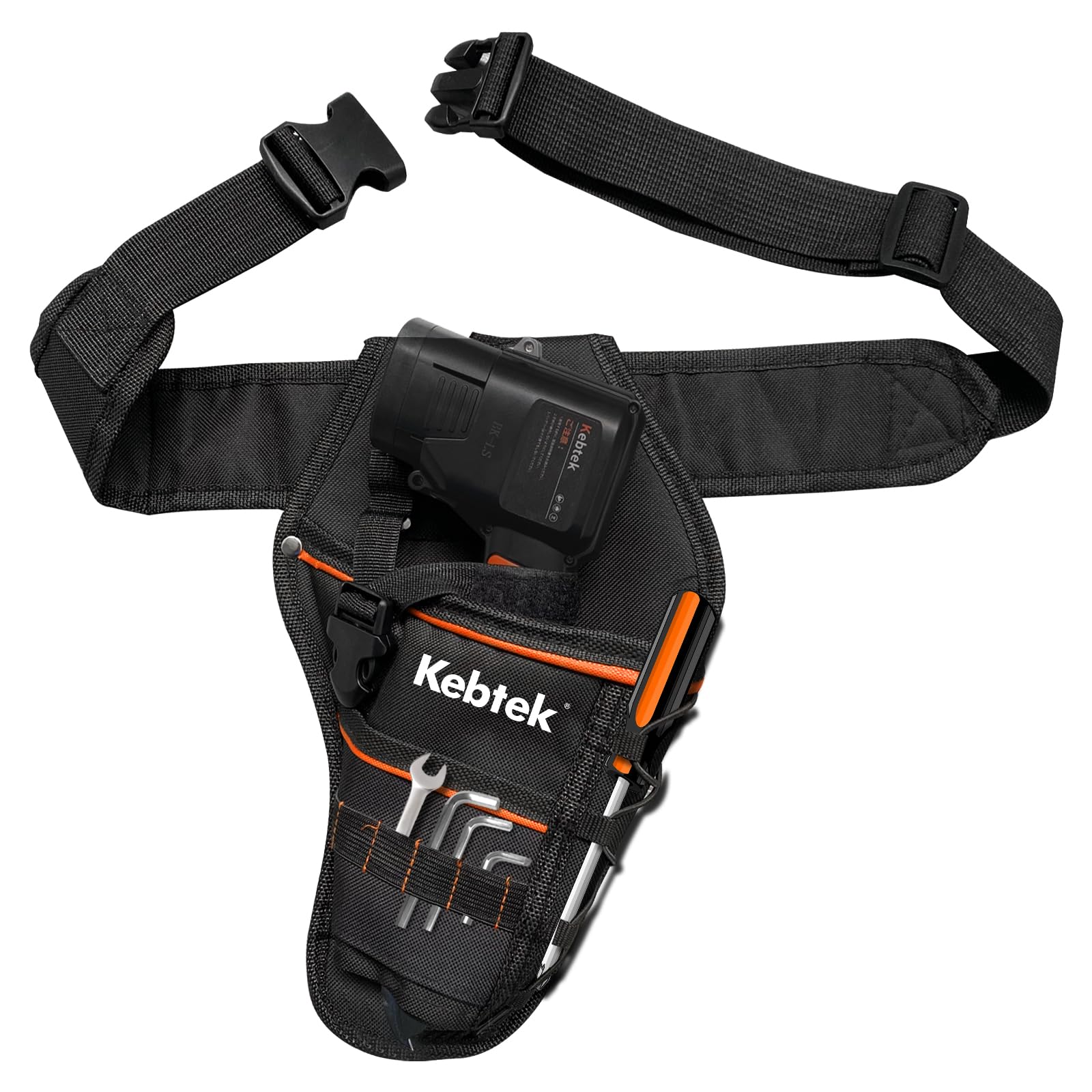 KebtekHand Pruner Hanging Pouch, Heavy Duty Construction Tool Belt for Electri Pruning Shear with Battery Pocket Tool Pouch - Adjusts from 33 Inches to 42 Inches (Black)