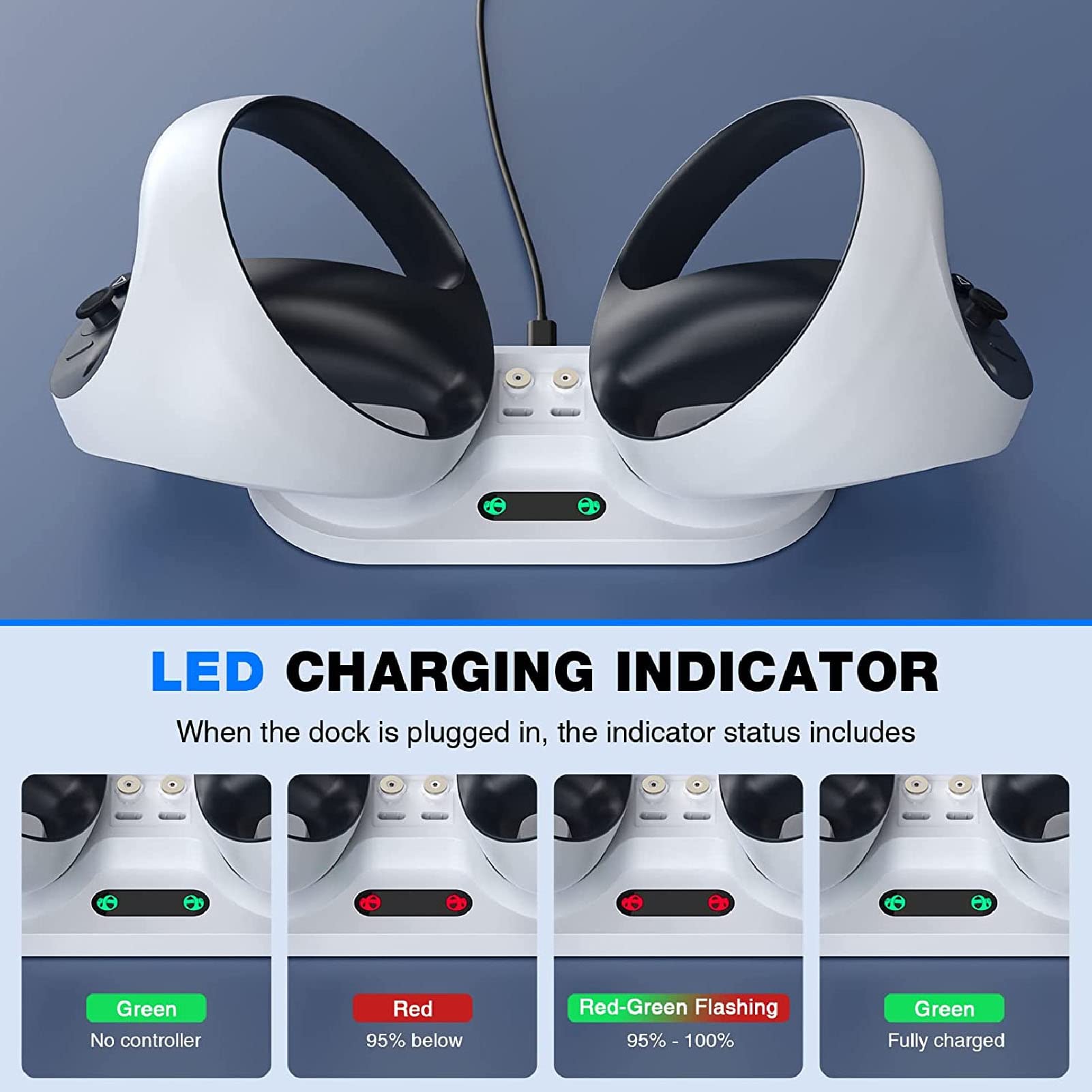 Lioncast controller laadstation voor PS5 met LED-display, snellader, oplader voor Sony Playstation 5, PS5 accessoires, draadloze DualSense controller