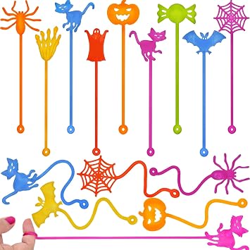 36 Pack Halloween Sticky Hands Toys Spider Web Cat Bat Pumpkin Candy Ghost Sticky Stretchy Toys for Kids Girls Boys Halloween Goodie Bags Fillers Party Favors Treat Bag Gifts
