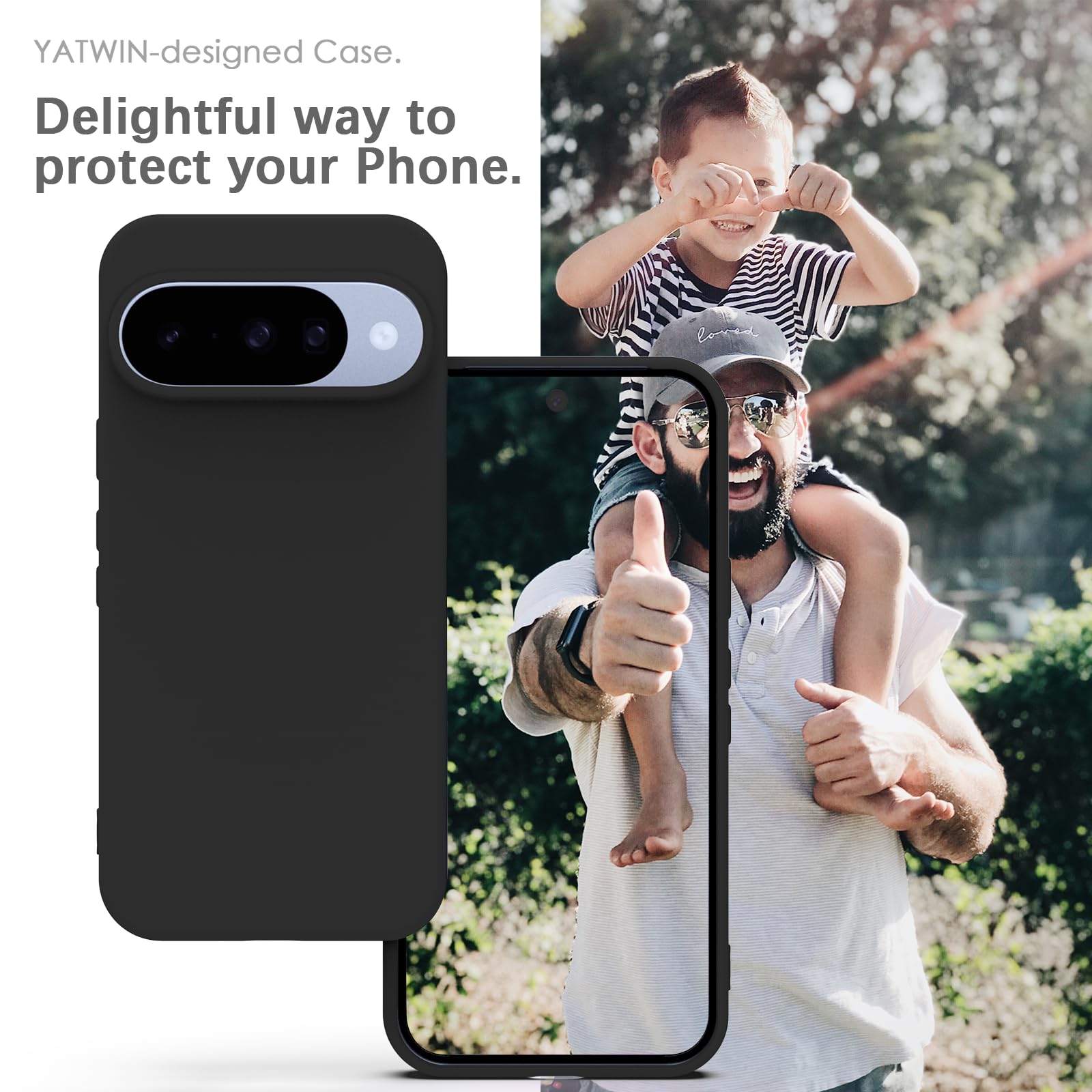 YATWIN Silicone Back Case for Pixel 10/10 Pro, Soft-Touch, Shockproof Phone Back Cover for Pixel 10/10 Pro - Black — Amazon image 2