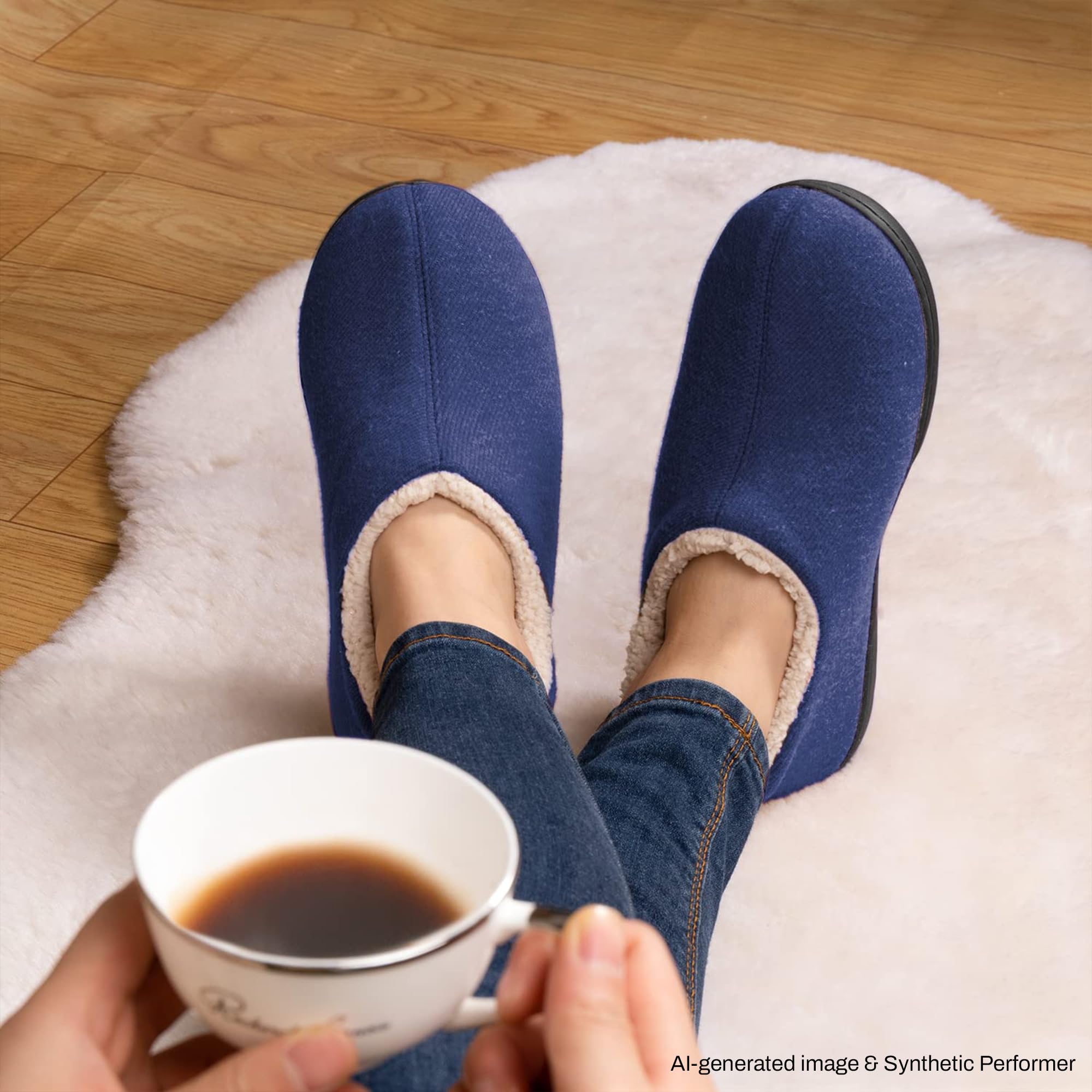 ULTRAIDEAS Zapatillas de casa de mujer con espuma de memoria y forro polar, con suela de goma antideslizante para interiores y exteriores