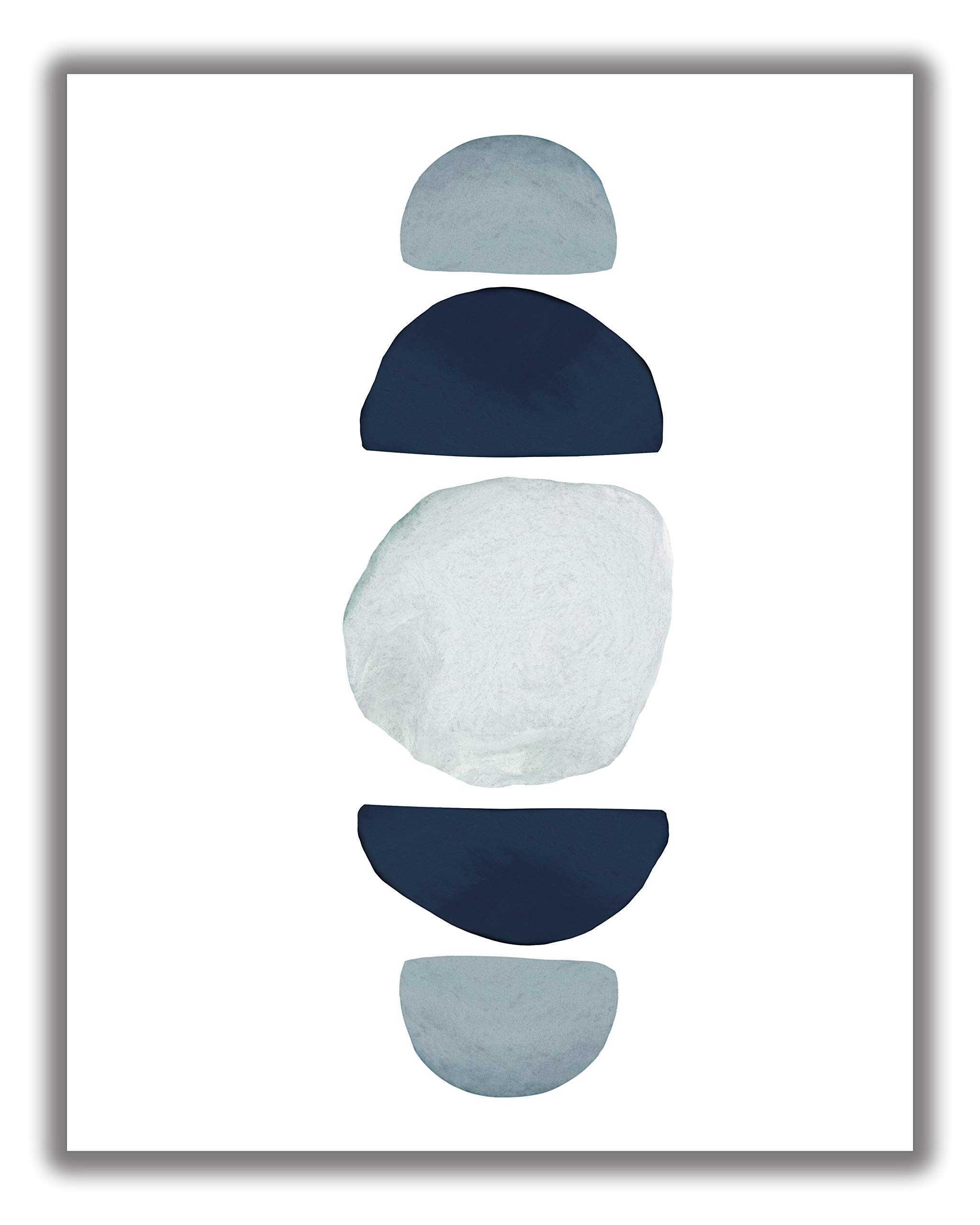Abstract Blue Moon Phases Watercolor Wall Art. 11x14 UNFRAMED Print. Abstract, Minimalist Modern Wall Decor. Shades of Blue and White.