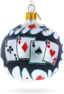 Playing Cards Deck Blown Glass Christmas Ornament 3.25 Inches