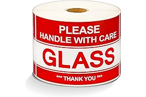 3" X 5" Glass - Please Handle with Care - Thank You, Warning Shipping Labels