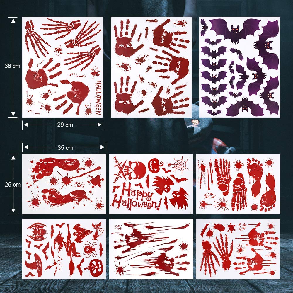95 Adesivi Halloween - Vetrofanie Spaventose Con Mani Insanguinate, Teschi E Tema Horror - Foto 6