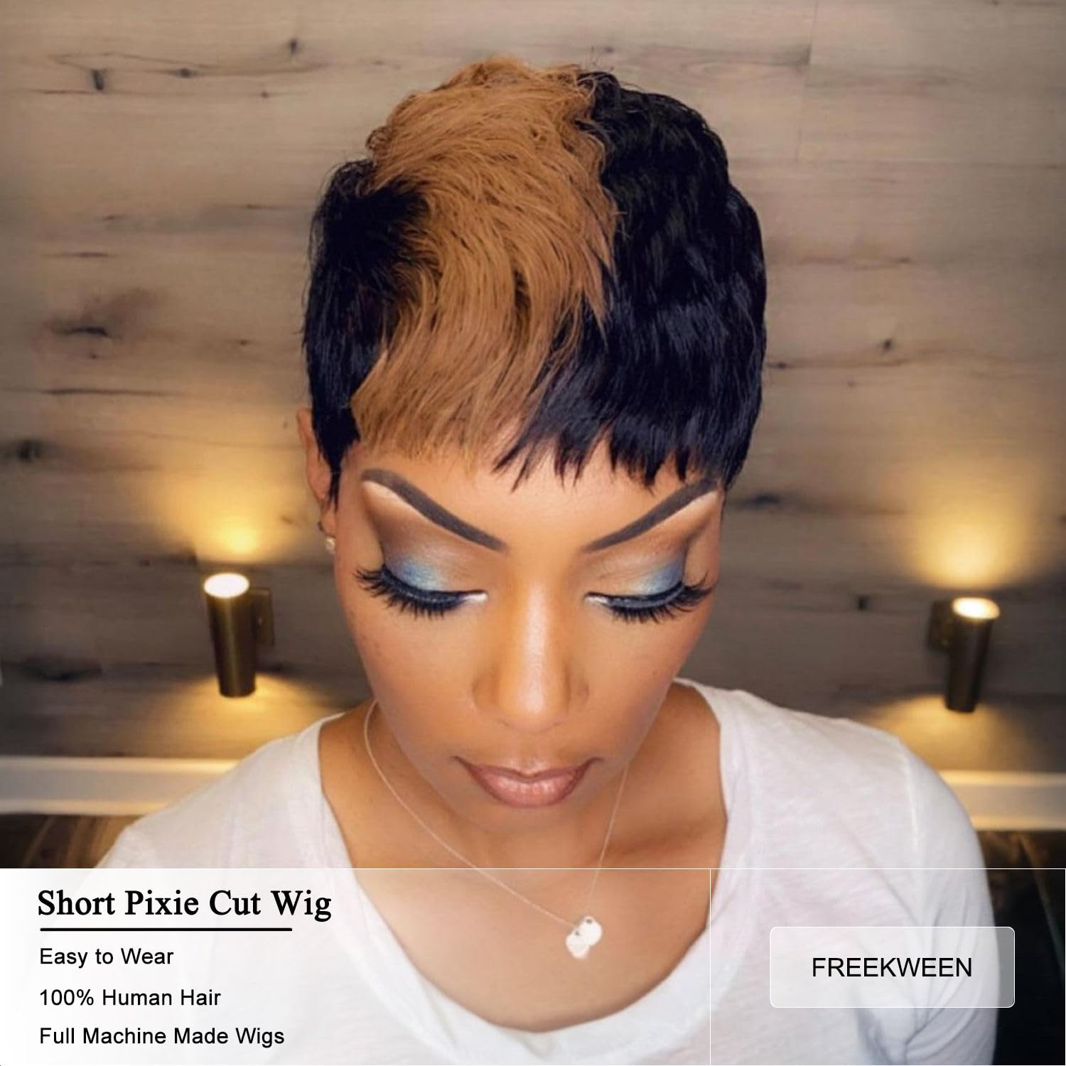 Pixie Cut Human Hair Wig Brazilian Virgin Full Machine Glueless Casual Amazon.com: Fashion Full Machine Made Wig 8 inch Short  main image 2