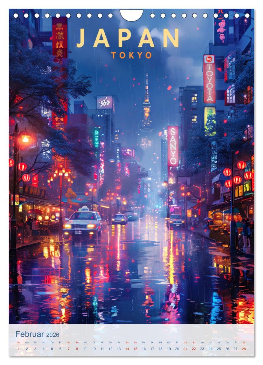 Japan - Old School Poster Style (Wandkalender 2026 DIN A4 hoch), CALVENDO Monatskalender: Eine Sammlung von Poster über Japan in Old School Style (CALVENDO Orte)