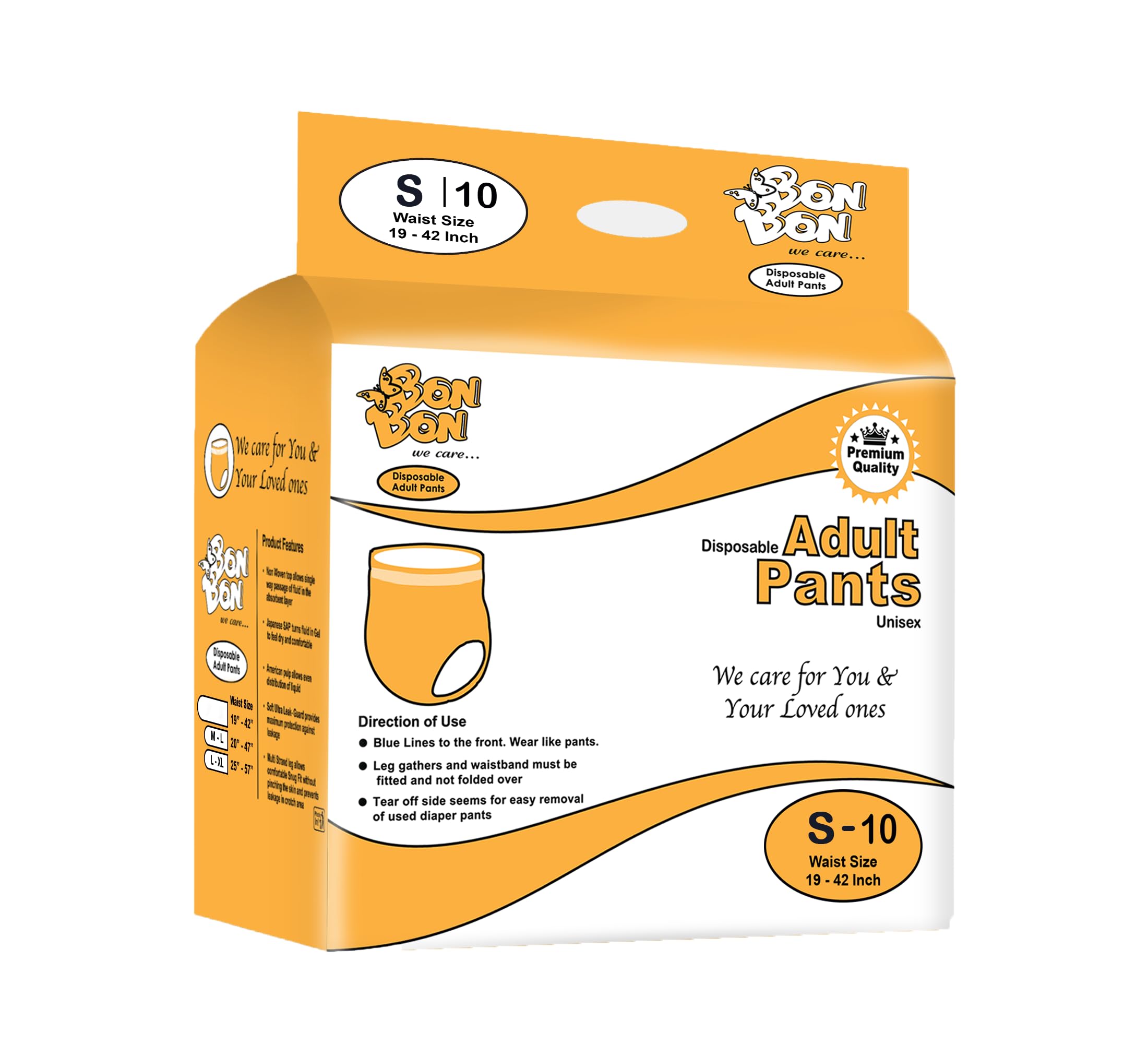 BON BON Unisex Premium Adult Diaper Pant Style Small (Pack Of 1) - 10 Count - S - Ultra Leak-Guard With Absorption And Distribution Layer (Adl) Waist Size 19-42 Inch, 48-106 Cm-image-29
