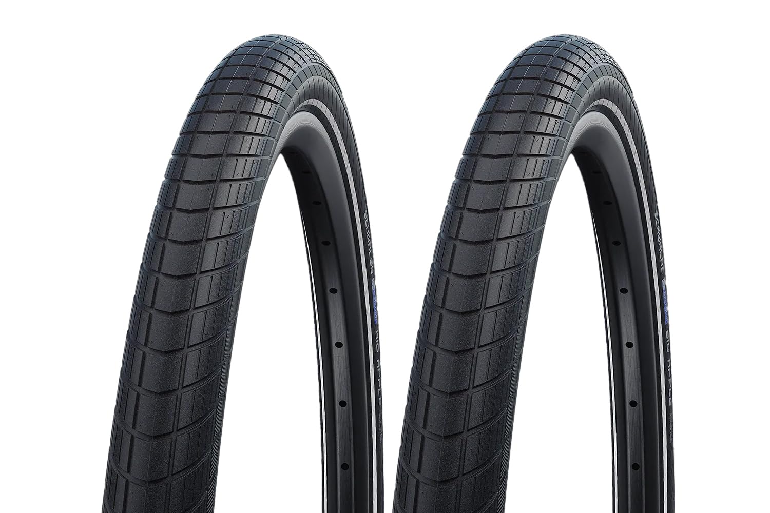 2 Stück Fahrradreifen 20 Zoll Big Apple 20x2.00 (50-406) + Schlauch DV – Performance Line, RaceGuard Pannenschutz, Reflexstreifen, für City-, Trekking Bike bis 25 km/h