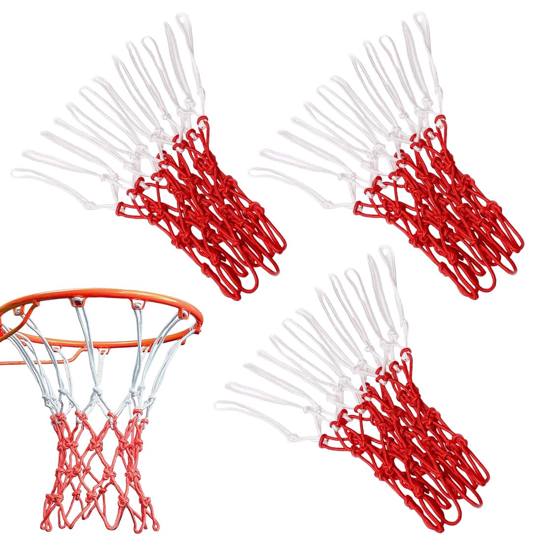 3 Pezzi Rete da Basket Rimovibile, Ricambio Professionale Portatile per Canestri Interni ed Esterni,canestro basket esterno,Rete per Canestro da Basket,Rica mbio Rete da Bas ket