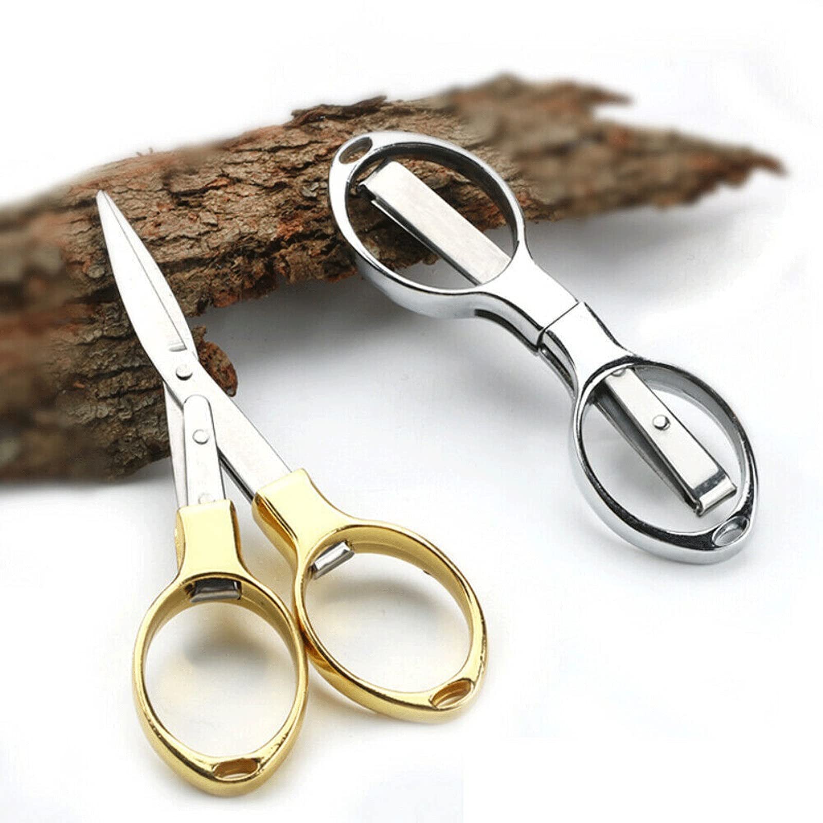 Salatschere, 1 Stück, zusammenklappbar, für Camping, Edelstahl, Schere, Schlüsselanhänger, Angelschere, Taschen-Minischneider, Basteln, Nähen, sicher (Silber)