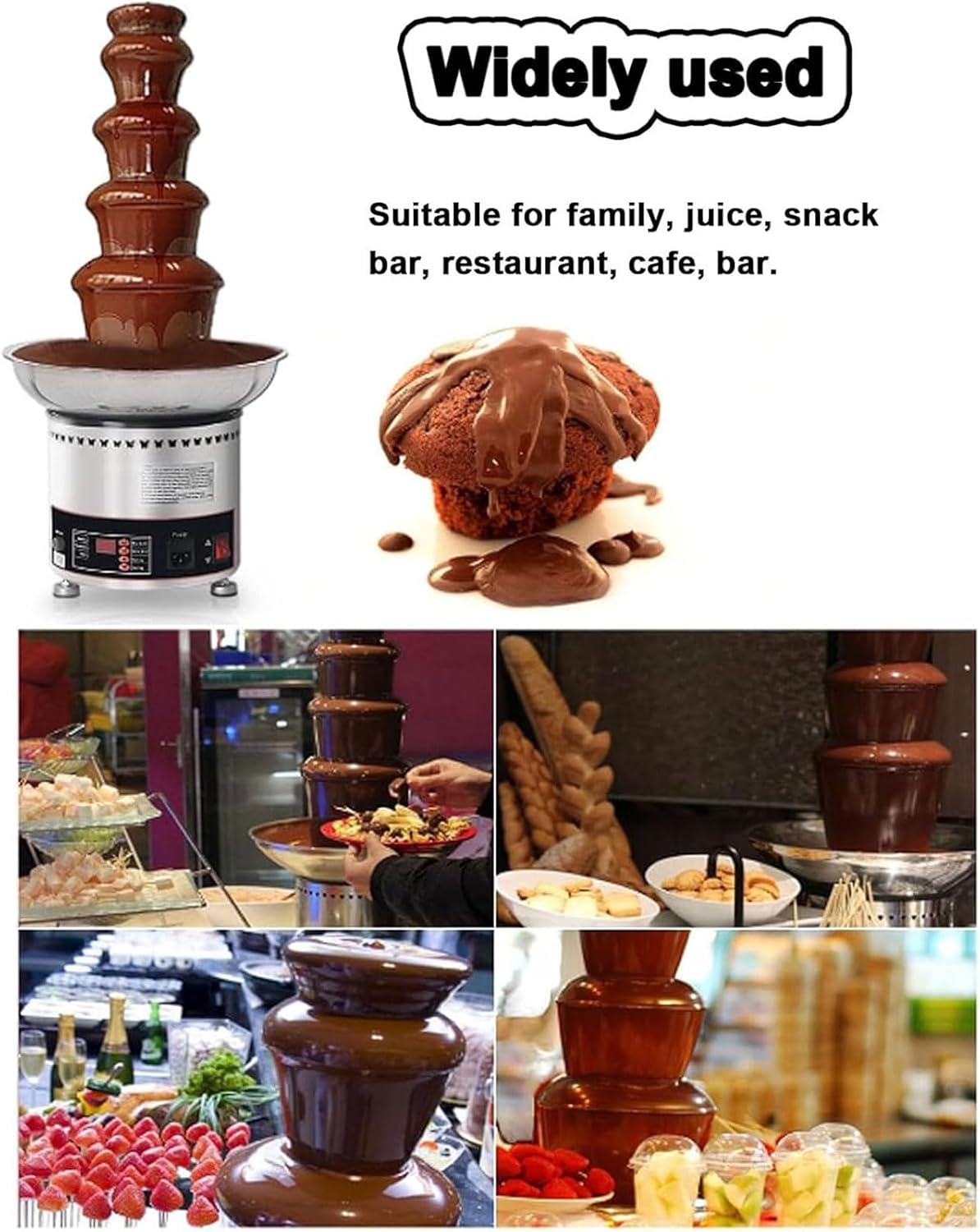 300W Chocolate Fountain Machine, 6 Tier/7 Tier Stainless Steel Electric Fondue Chocolate Fountain Machine, 30-150℃ Temperature Control, for Party, Banquet, Birthday