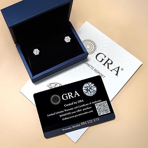 Vista 4 de RINEY&KY Aretes de moissanita Aretes de diamante de laboratorio para mujeres y hombres, aretes de moissanita, aretes de moissanita chapados en oro