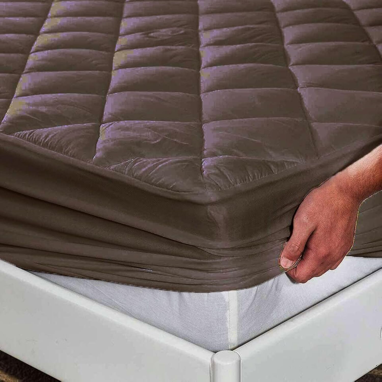 HOMEMONDE Mattress Protector Double Bed 72 x 72 Inch Cotton Quilted Water Resistant Fitted Bed Cover, Soft Fluffy Skin Friendly Mattress Cover – (6 x 6 Ft, Chocolate Brown) (B0CQ86FRLR) Amazon Price History, Amazon Price Tracker